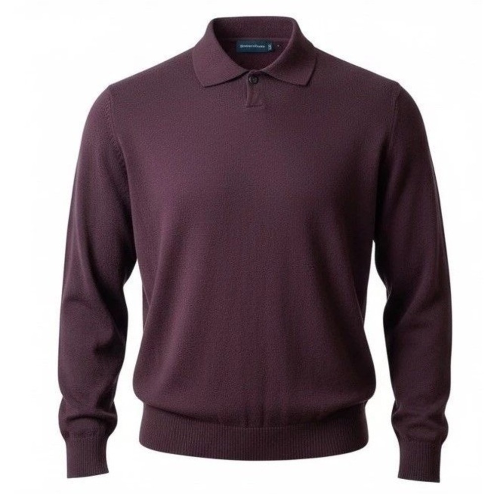 Conte di Milano Polo Sweater Vintage Men Large Purple Wool Blend Old Money Italy